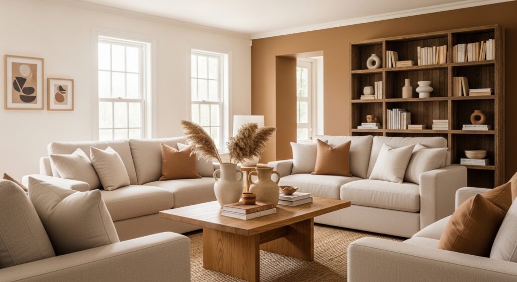 cream brown living room ideas