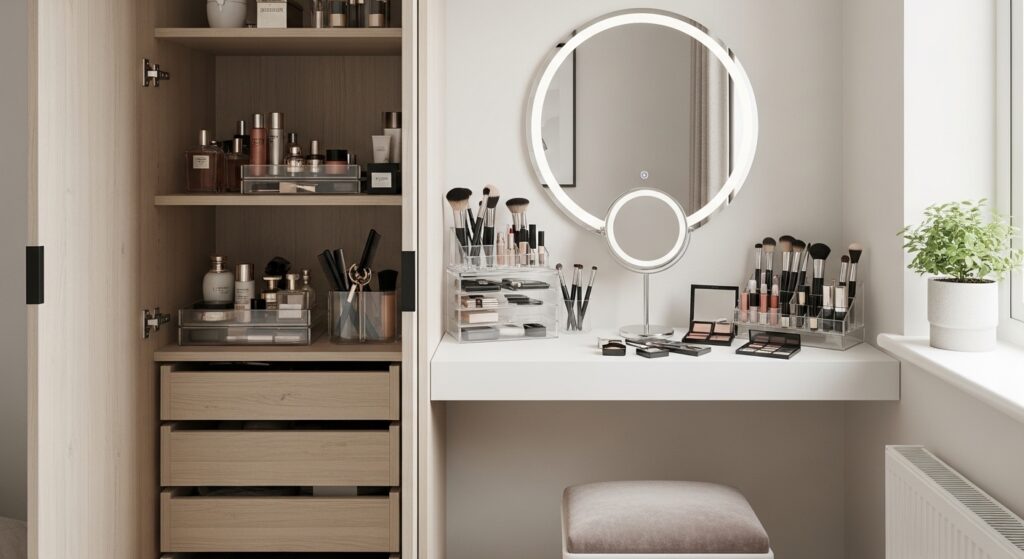 Small Makeup Area In Bedroom