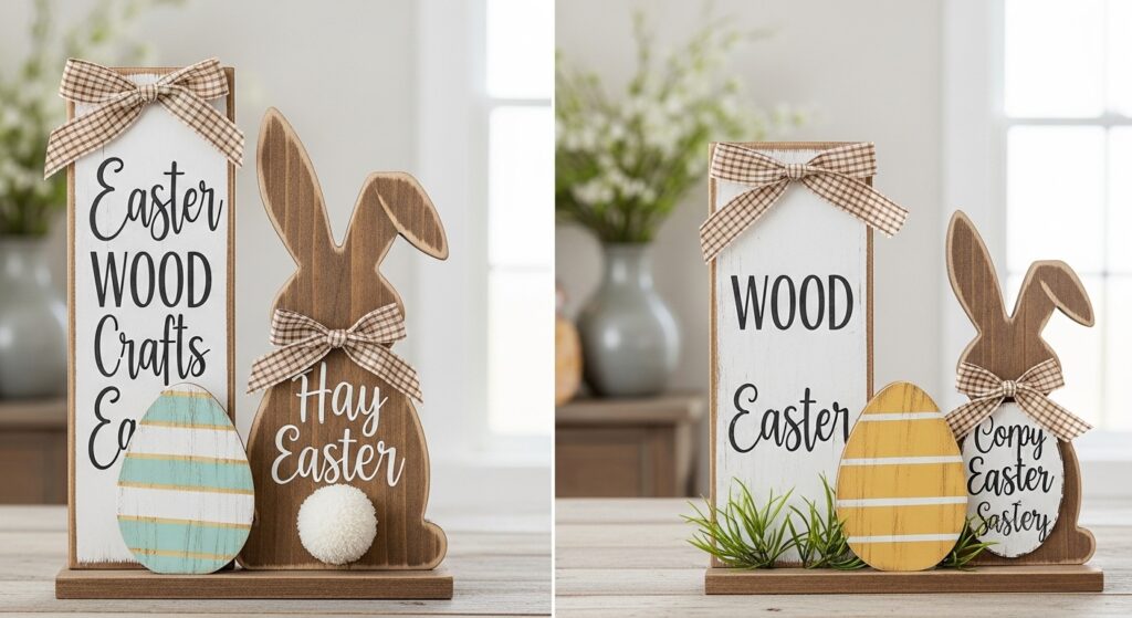 Wooden Easter decorations with rustic finish