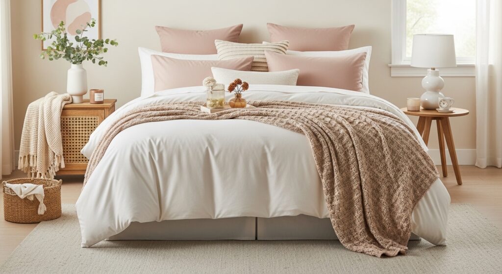 Soft Neutral Bedding for a Cozy Bedroom