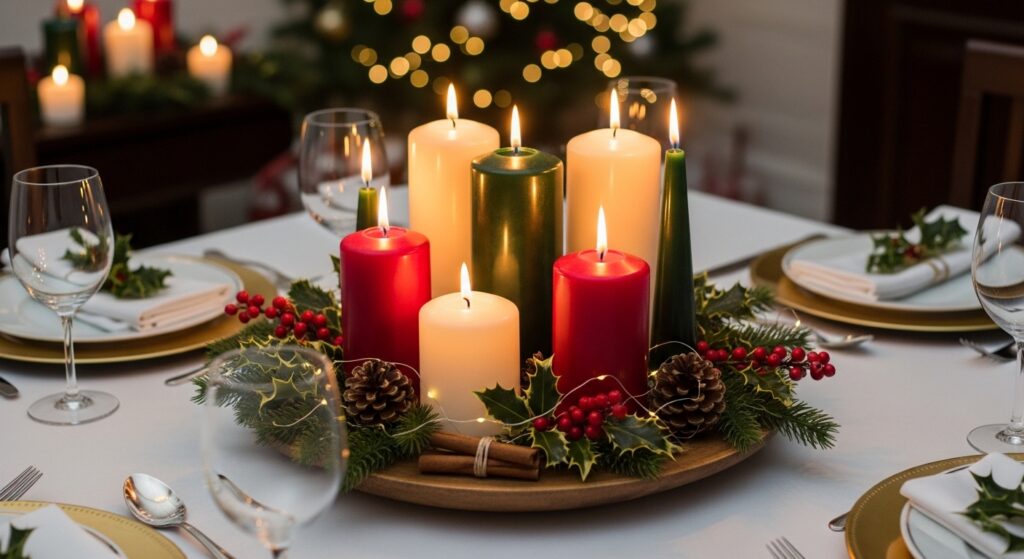 Candle centerpiece glow