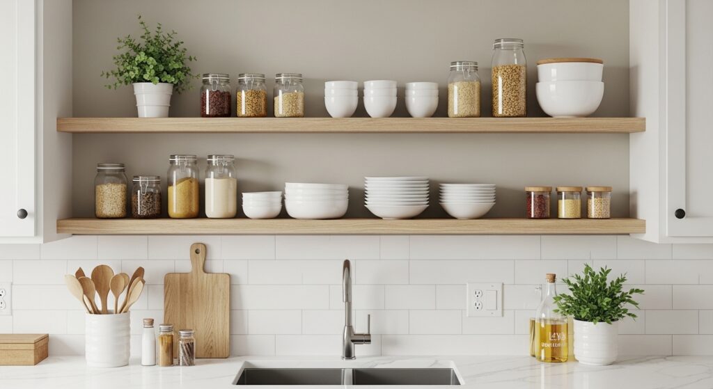 Small kitchen wall shelves