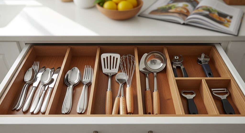 Organized kitchen drawers