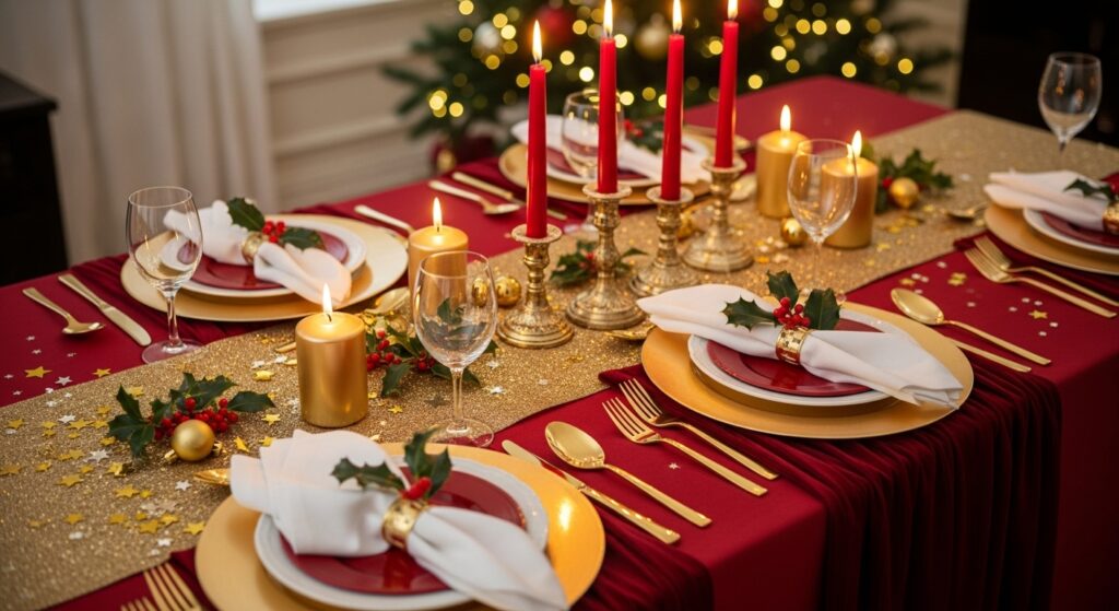 Bold red gold table
