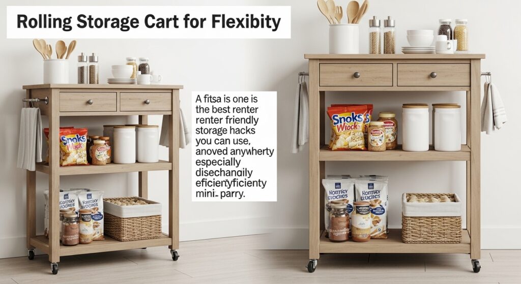 Slim rolling kitchen cart