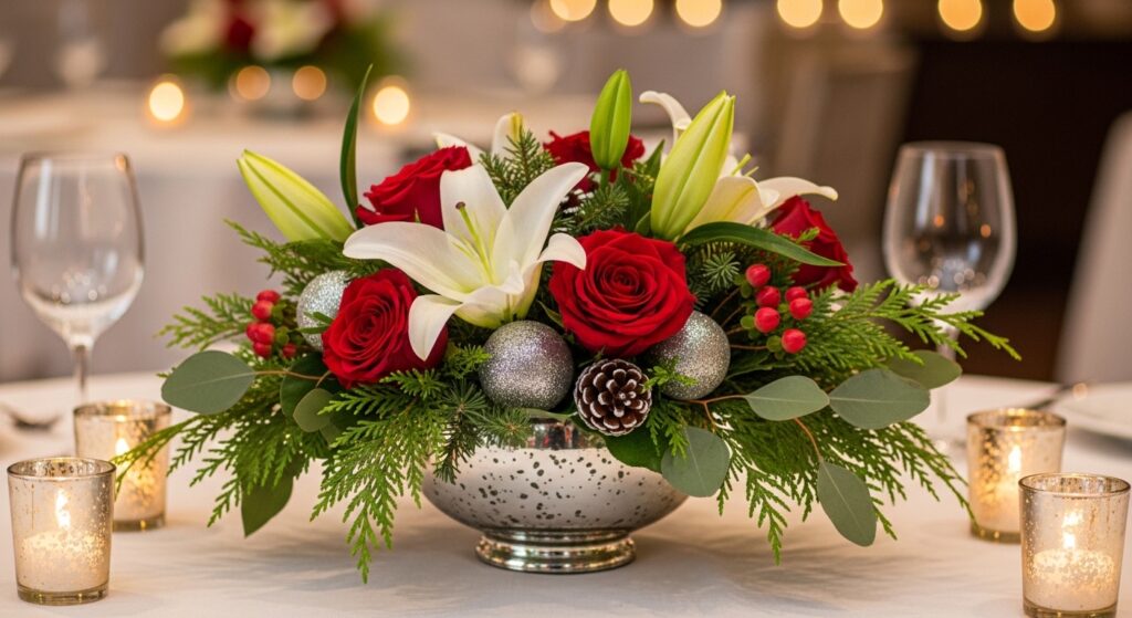 Floral holiday centerpiece