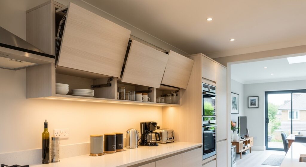 Lift-up kitchen cabinets