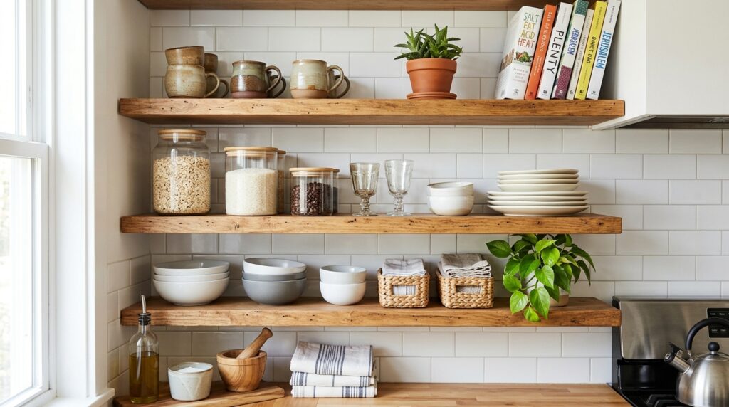 Styled Kitchen Shelves
