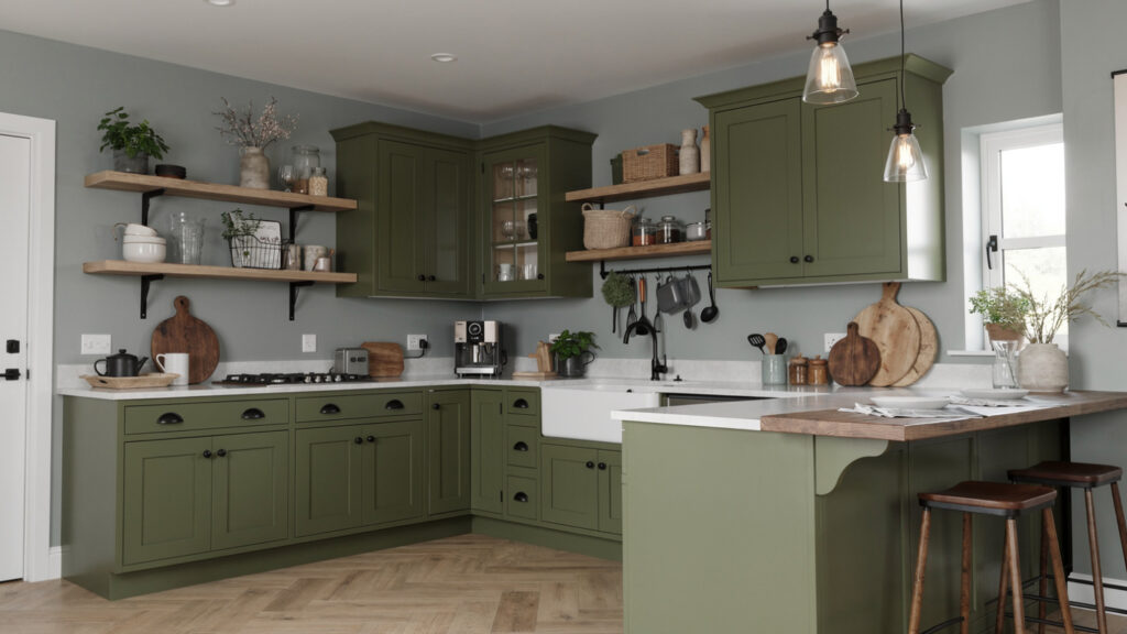 Green And Grey Kitchen