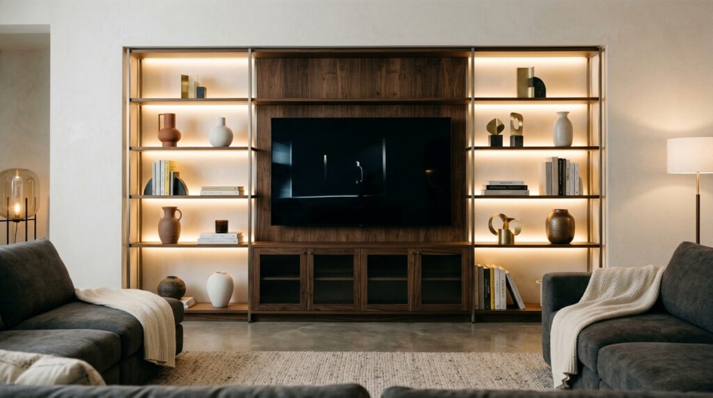 Modern Living Hall TV Unit Designs With Neutral TonesNeutral Entertainment WallSophisticated Living Hall Tv Unit Designs often feature warm neutrals like beige, cream, taupe, and soft wood finishes. These colors create a cozy atmosphere that never feels overwhelming.A neutral palette allows your furniture and accessories to shine while keeping the room feeling bright and welcoming. Layer textures through woven baskets, ceramics, and soft textiles for extra warmth.This style pairs beautifully with both modern and transitional interiors.
