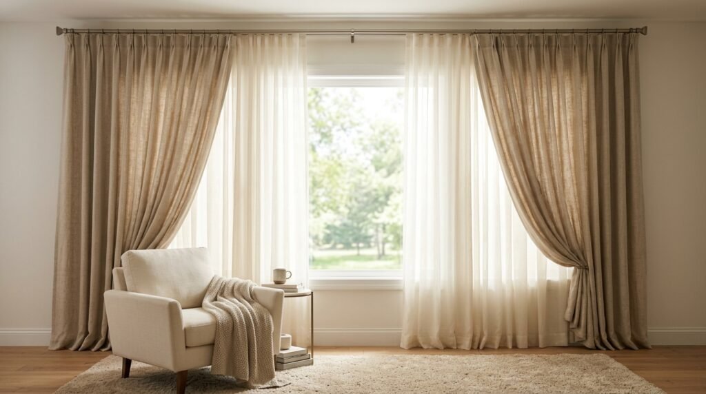 Layered Neutral Curtains