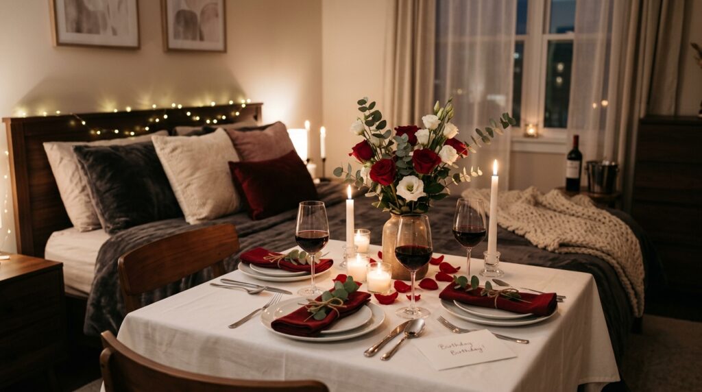Bedroom Dinner Setup