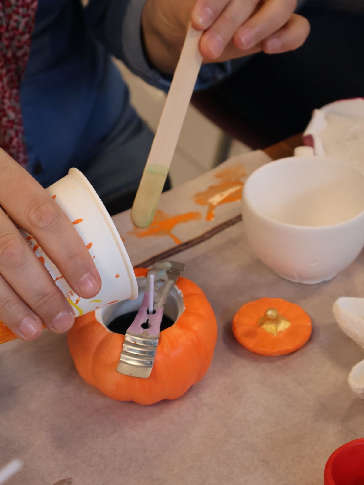 Handmade Halloween candles as DIY decor