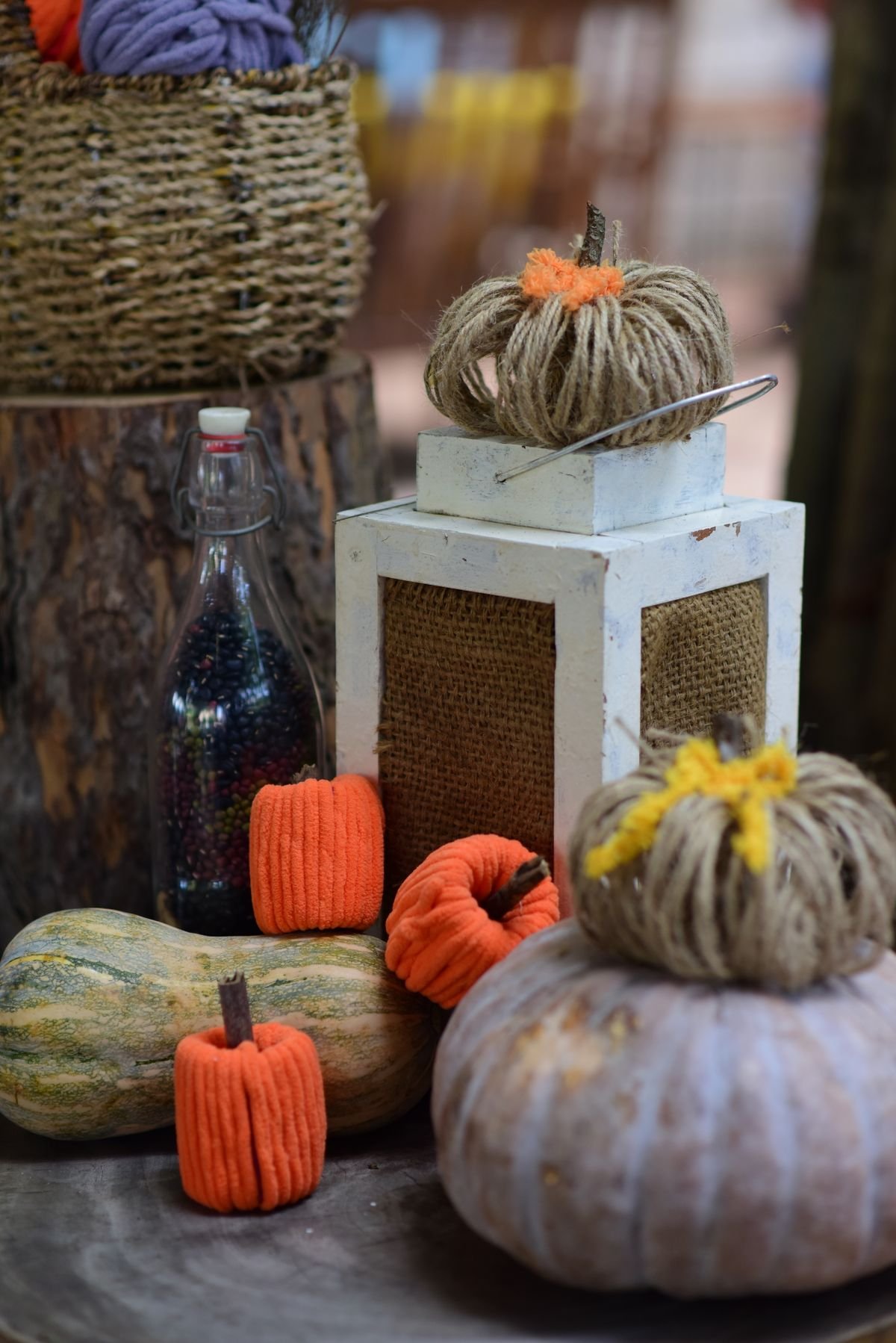 Yarn wrapped pumpkins DIY craft