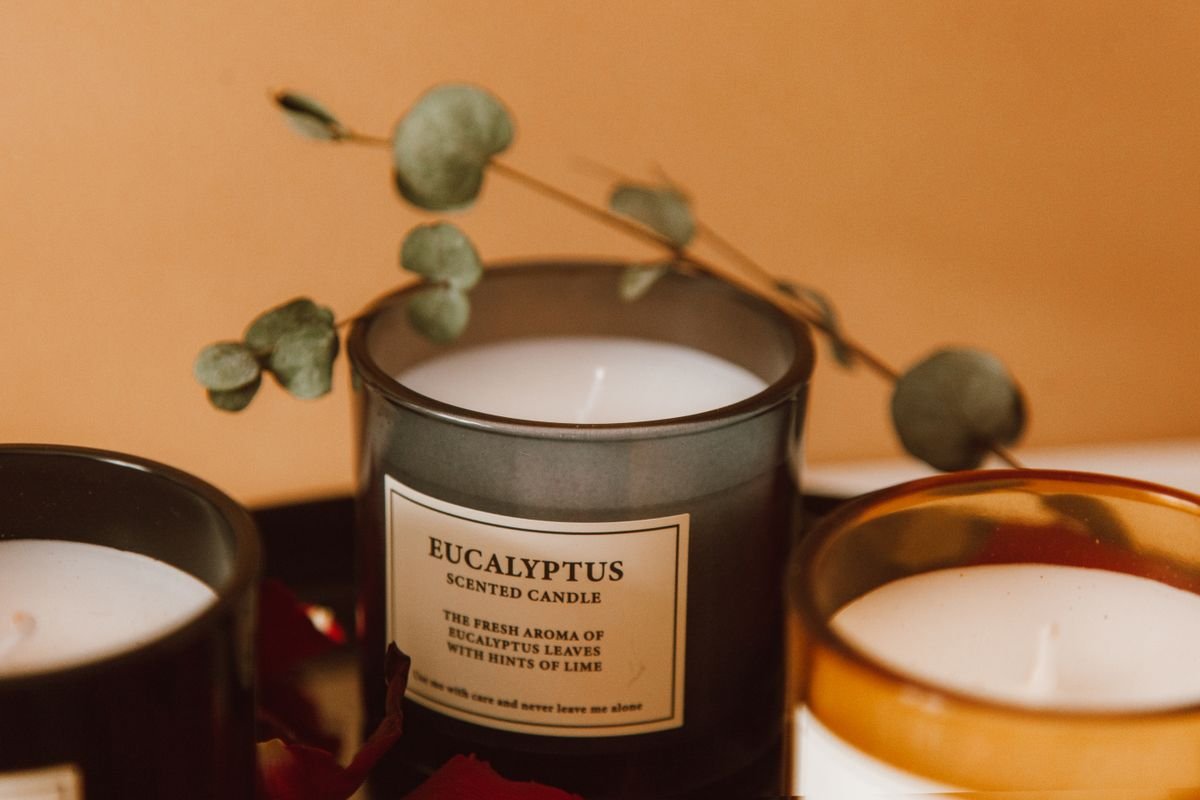 Sage and eucalyptus swag with black candles for elegant autumn halloween