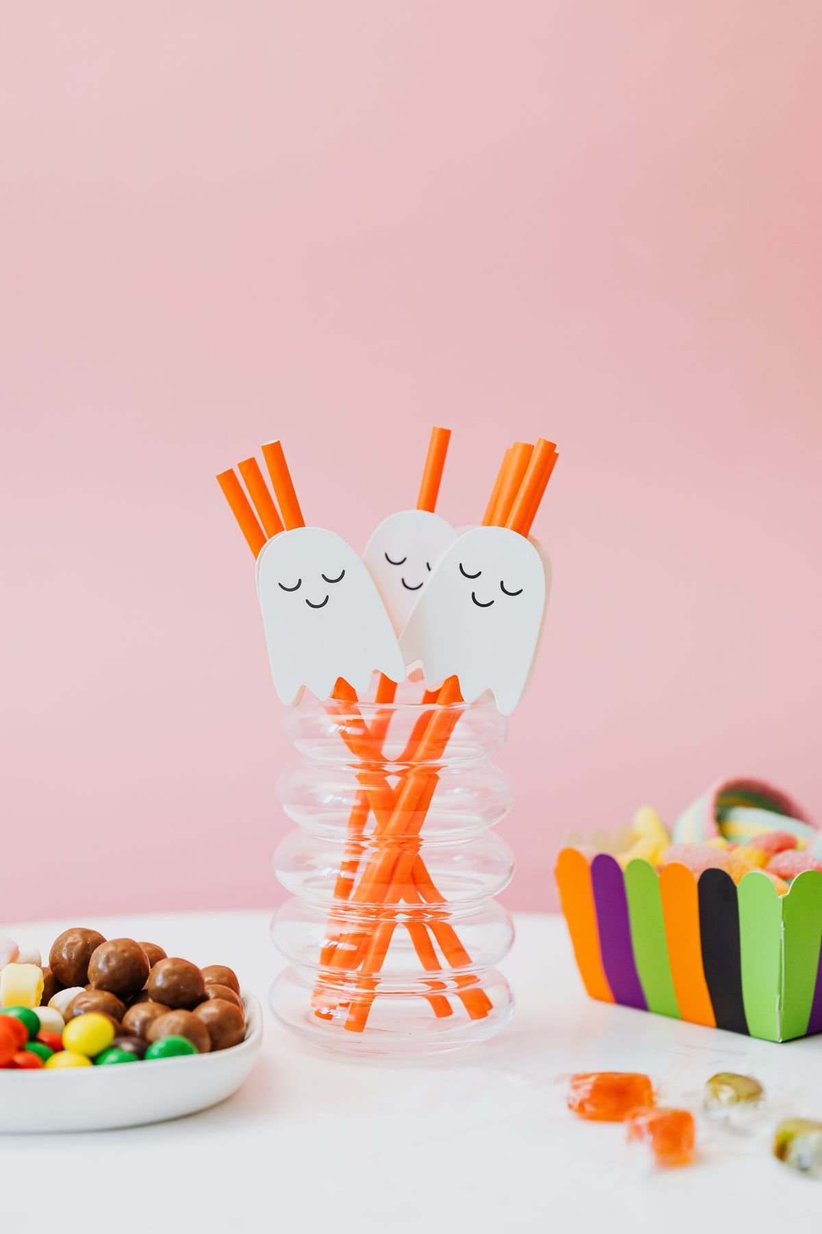 Funny food labels on a halloween snack table